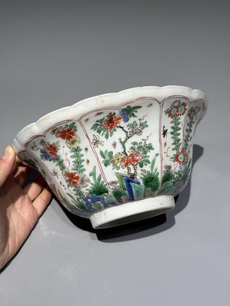    清康熙 五彩花卉纹花口碗 - 图4