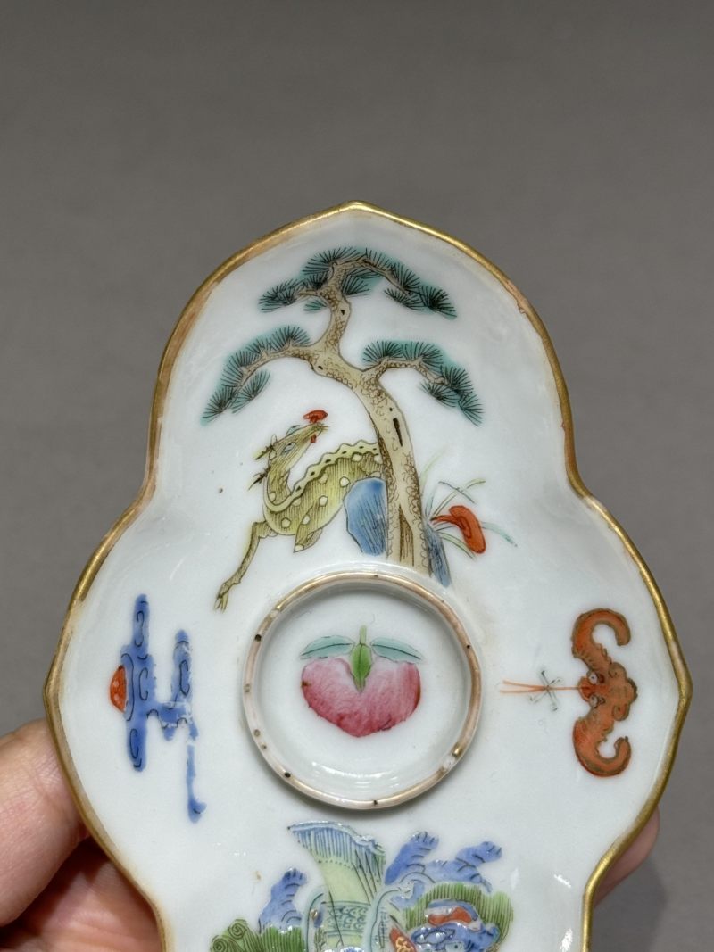    清咸丰 粉彩麻姑献寿纹茶船 - 图5