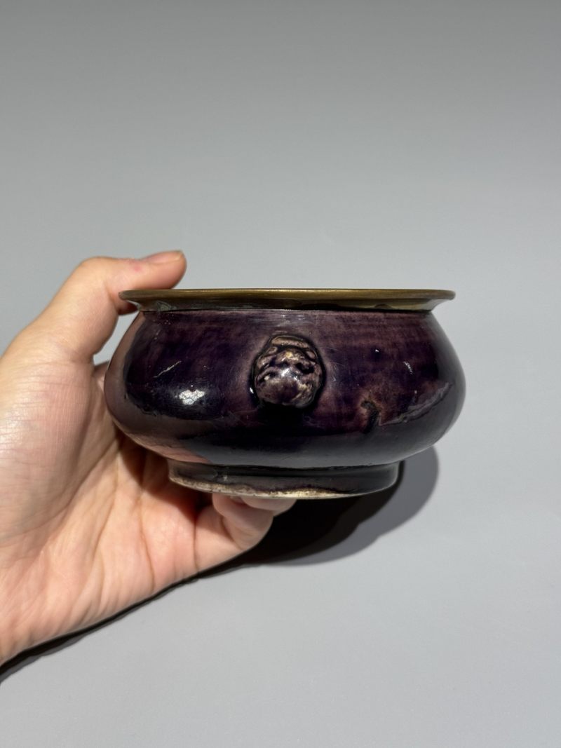    清康熙 紫金釉三足炉 - 图4