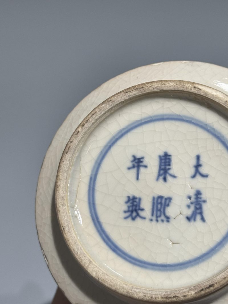    清晚期 煟瓷青花山水人物纹筒式花觚 - 图10