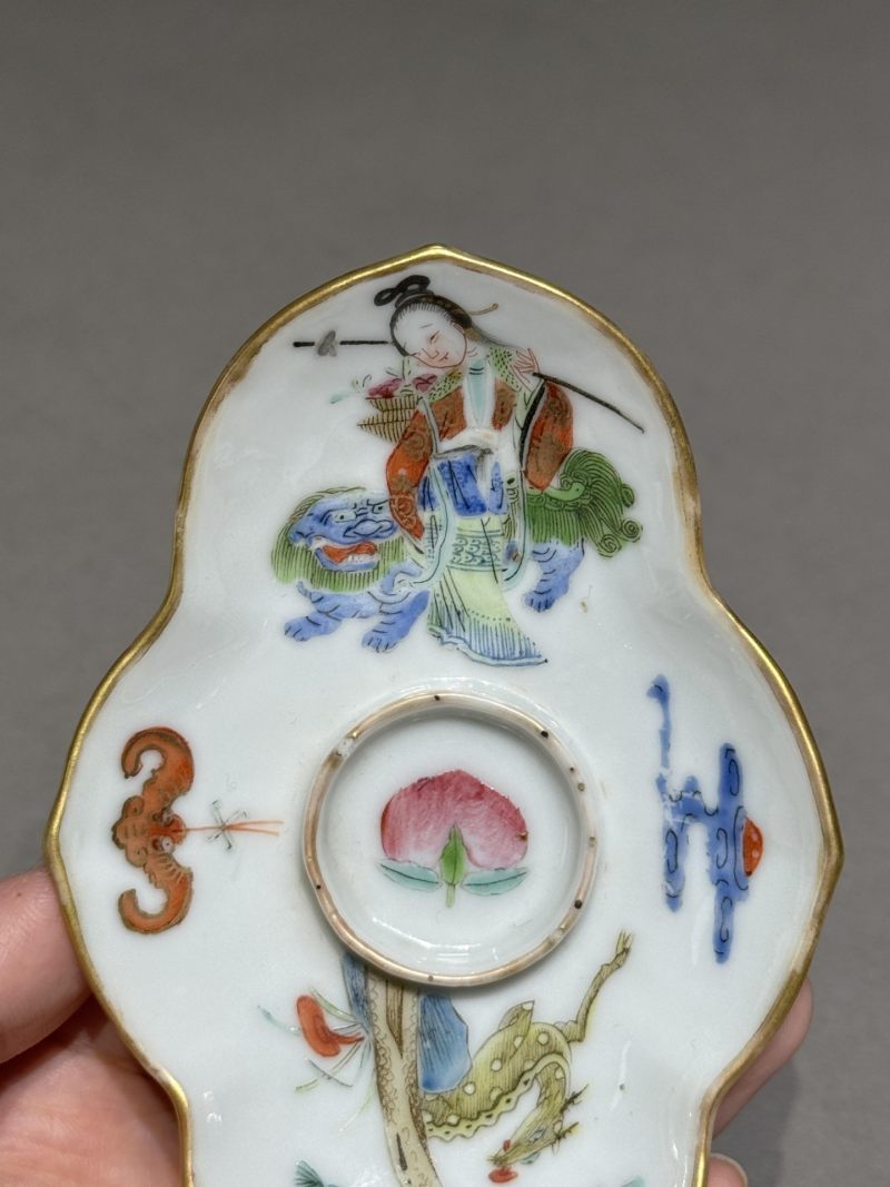    清咸丰 粉彩麻姑献寿纹茶船 - 图6