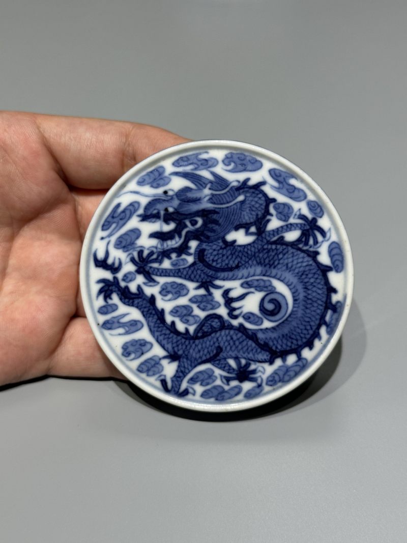    清晚期 青花云龙纹印盒 - 图3