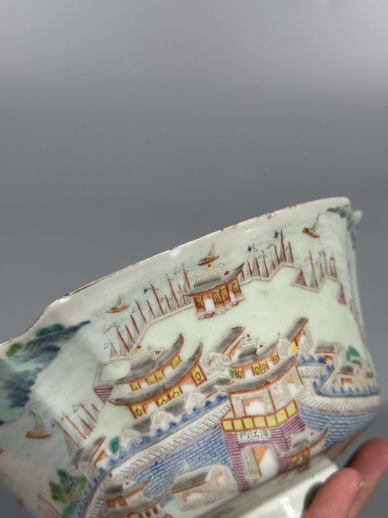    清嘉庆 粉彩江西十景诗文碗 - 图13