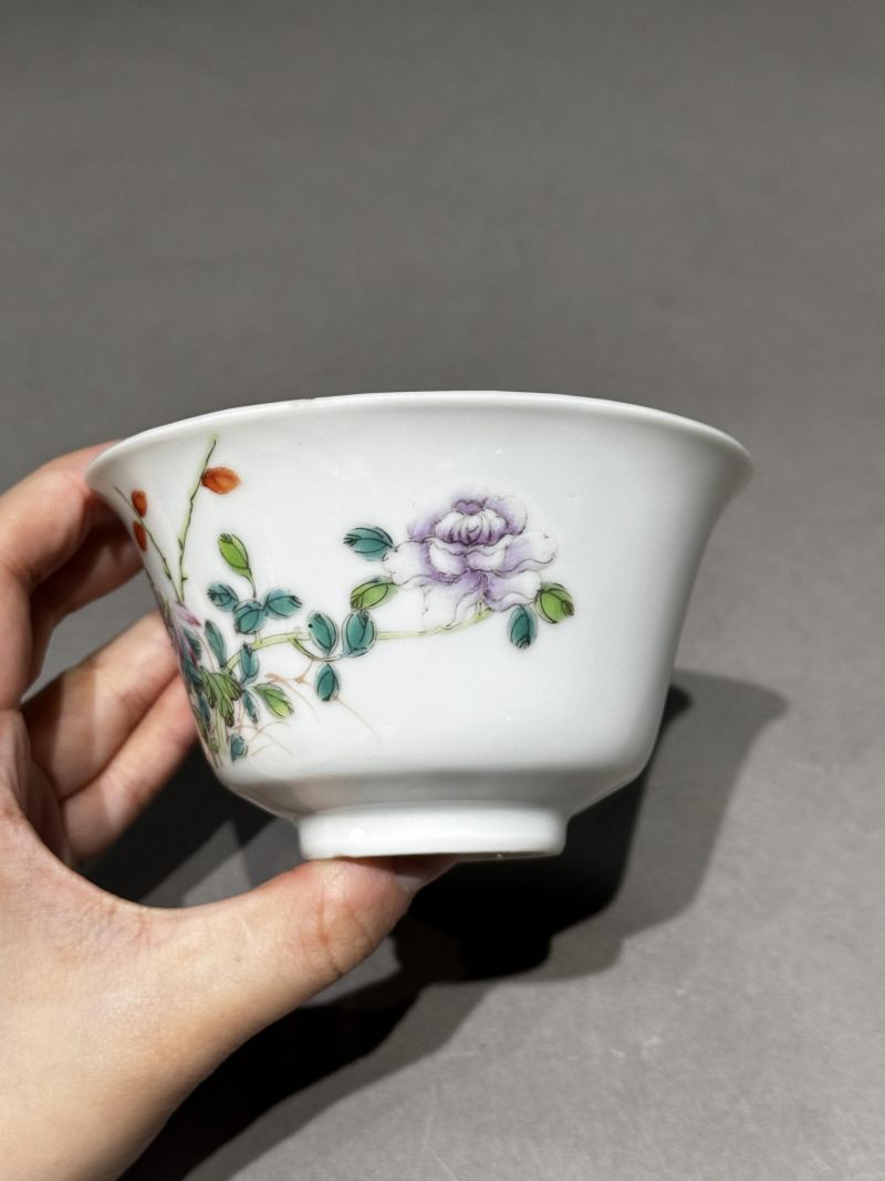    清光绪 粉彩花卉纹杯 - 图4