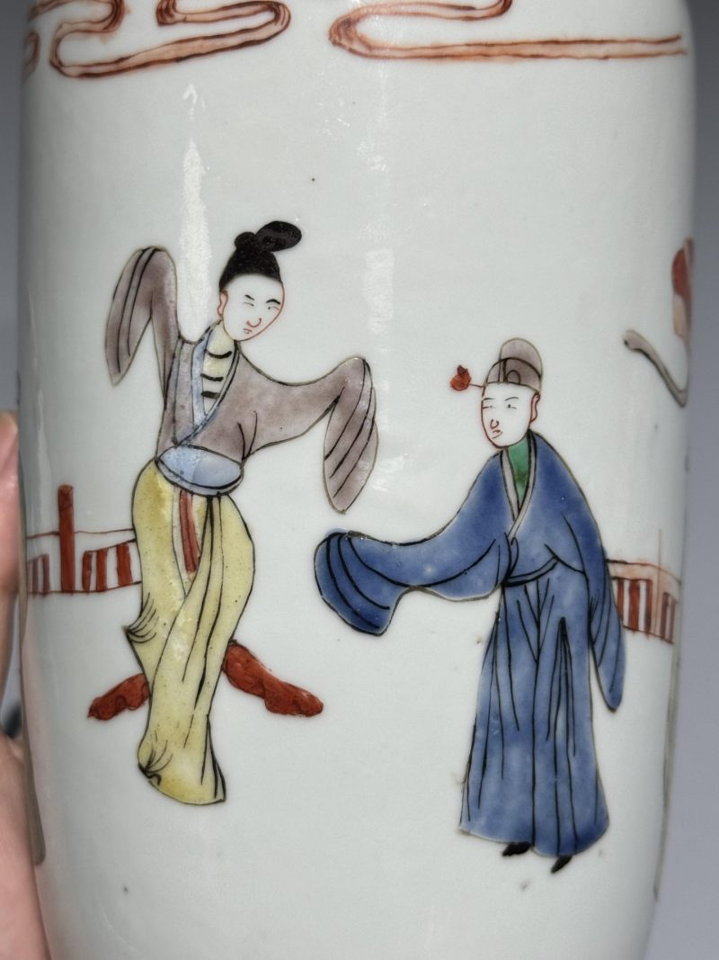    清康熙 五彩人物故事纹棒槌瓶 - 图6