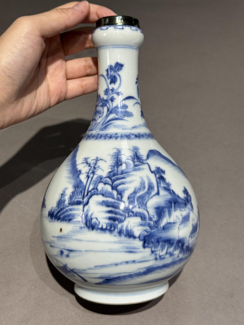    清康熙 青花山水人物瓶 - 图6
