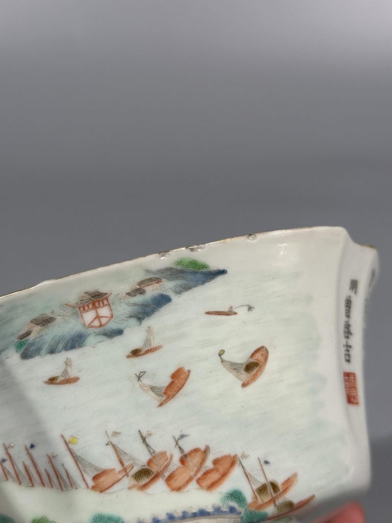    清嘉庆 粉彩江西十景诗文碗 - 图14