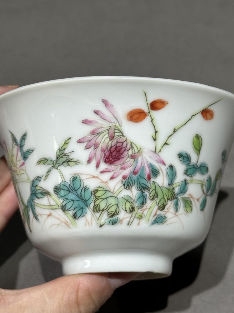    清光绪 粉彩花卉纹杯 - 图5