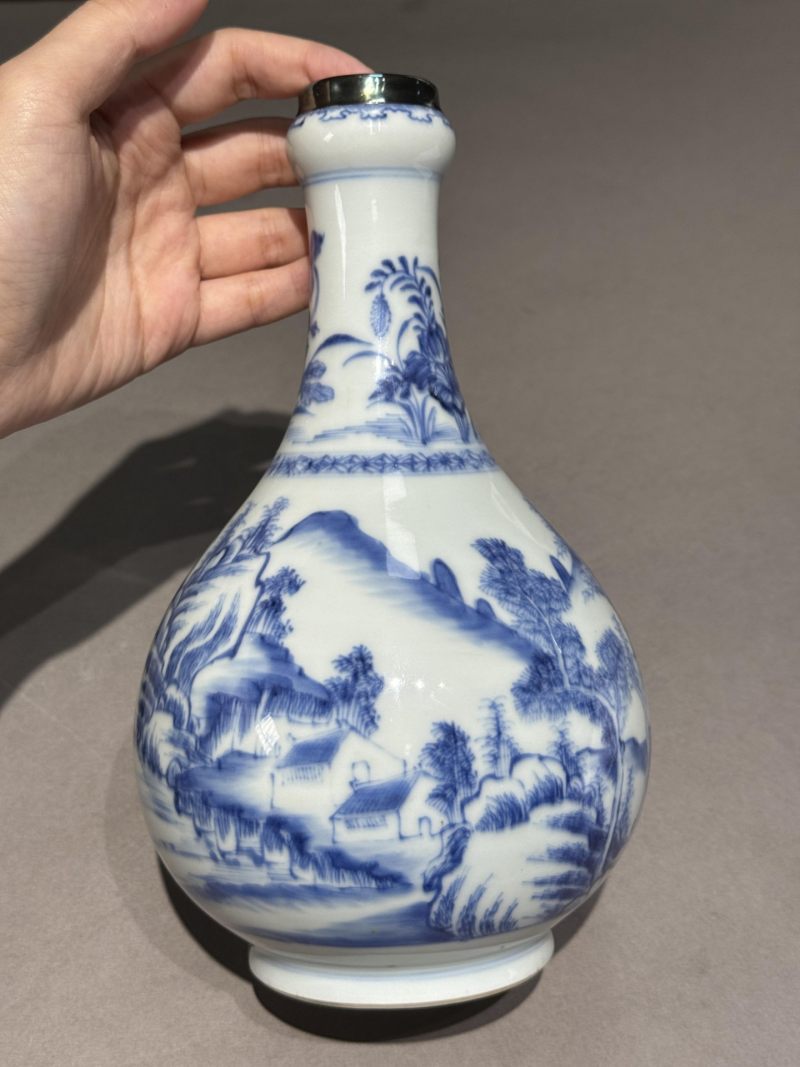    清康熙 青花山水人物瓶 - 图7