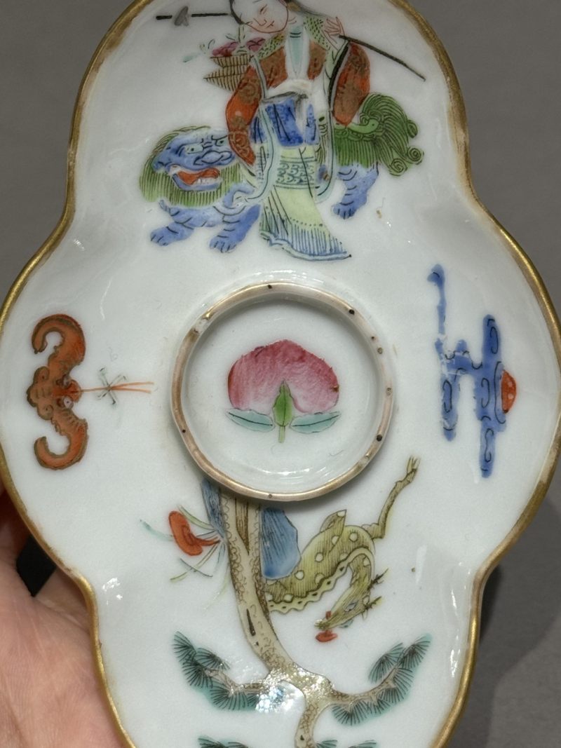    清咸丰 粉彩麻姑献寿纹茶船 - 图8