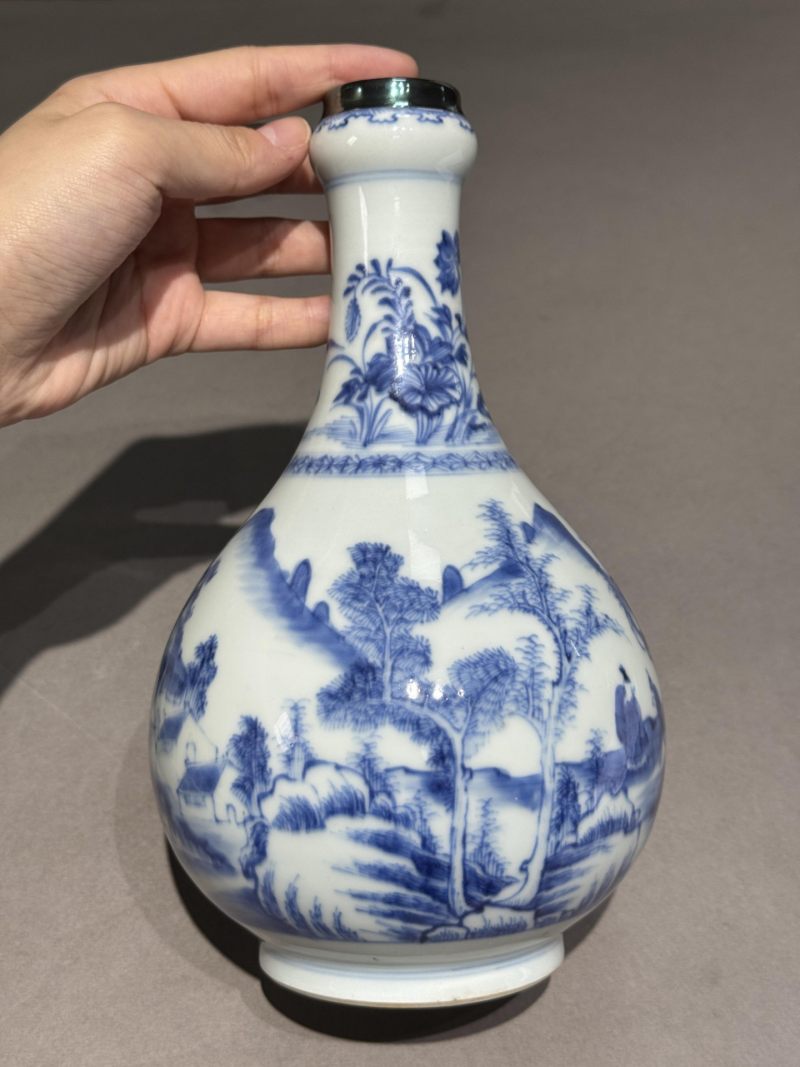    清康熙 青花山水人物瓶 - 图8