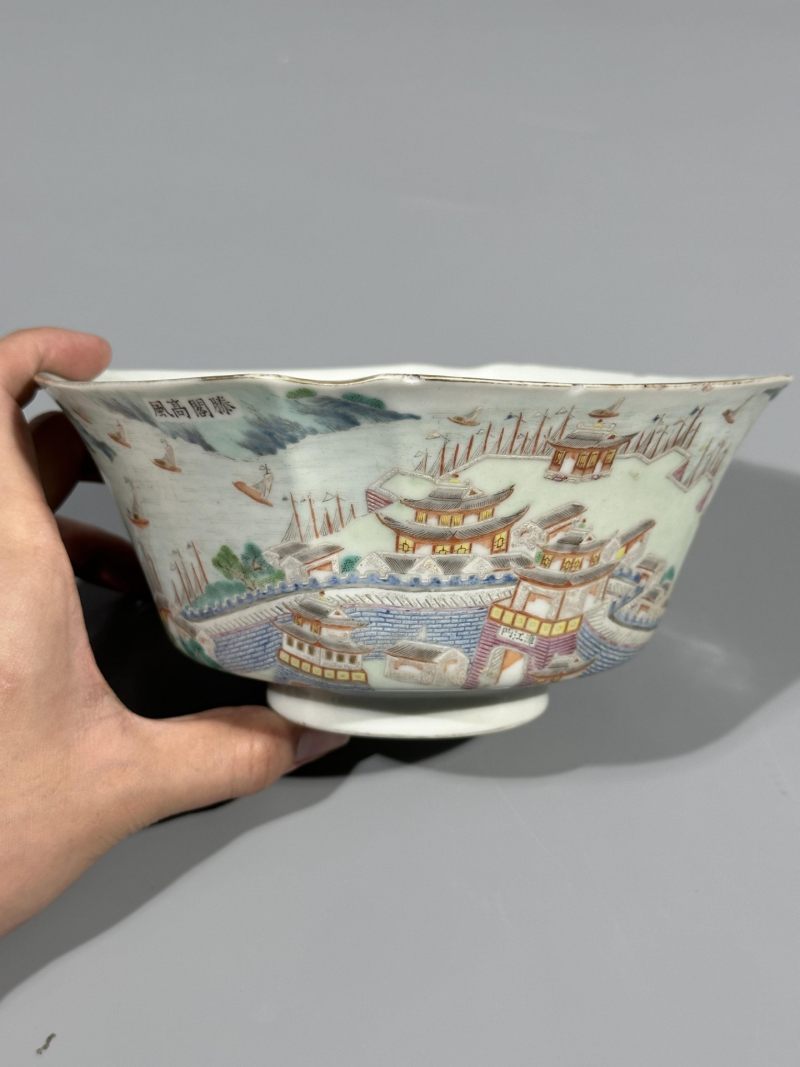    清嘉庆 粉彩江西十景诗文碗 - 图2