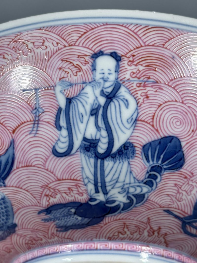    清道光 胭脂红釉青花八仙祝寿图大碗 - 图11