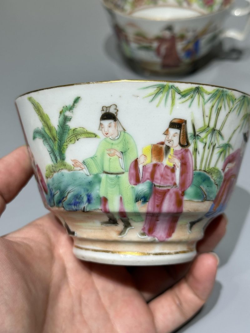    清中期 广彩人物纹茶杯一对 - 图5