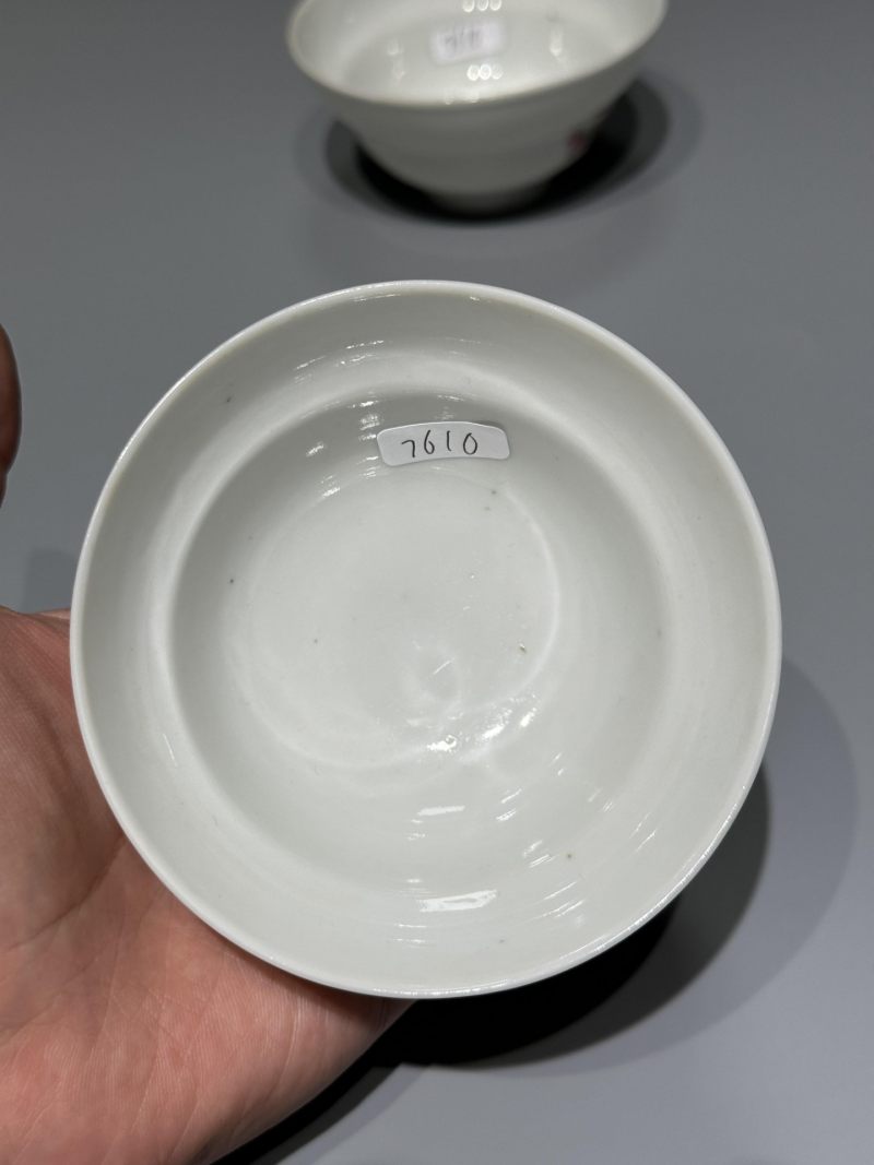    民国 浅降彩花卉纹杯一对 - 图11