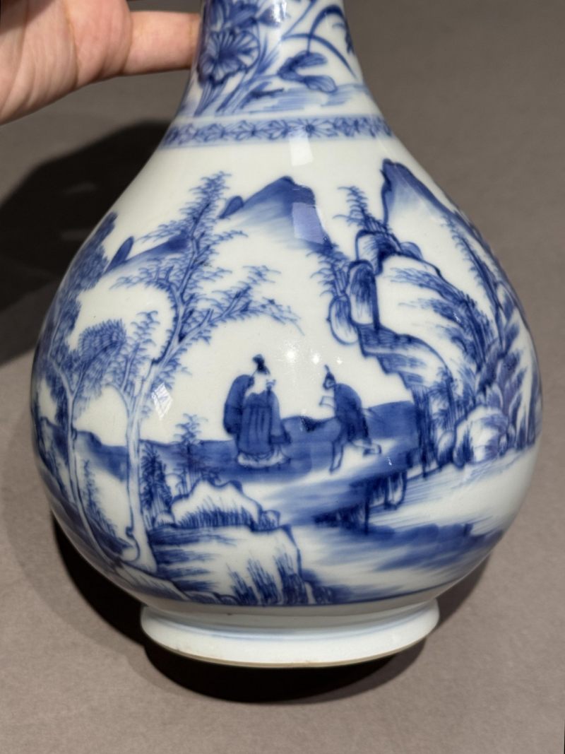    清康熙 青花山水人物瓶 - 图9