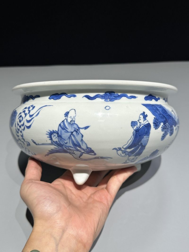    清康熙 青花八仙纹香炉 - 图6