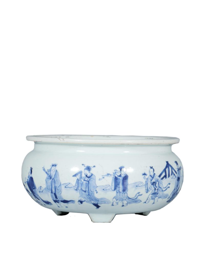   清康熙 青花八仙纹香炉 - 图1