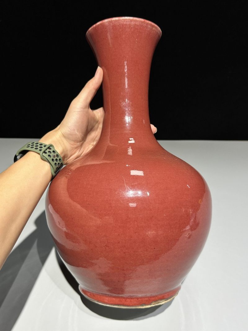    清晚期 郎窑红釉赏瓶 - 图3