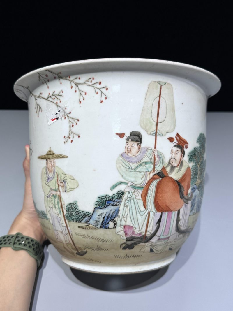    民国 粉彩太平有象花盆 - 图7