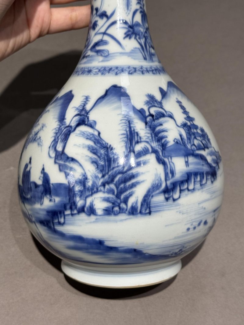    清康熙 青花山水人物瓶 - 图10
