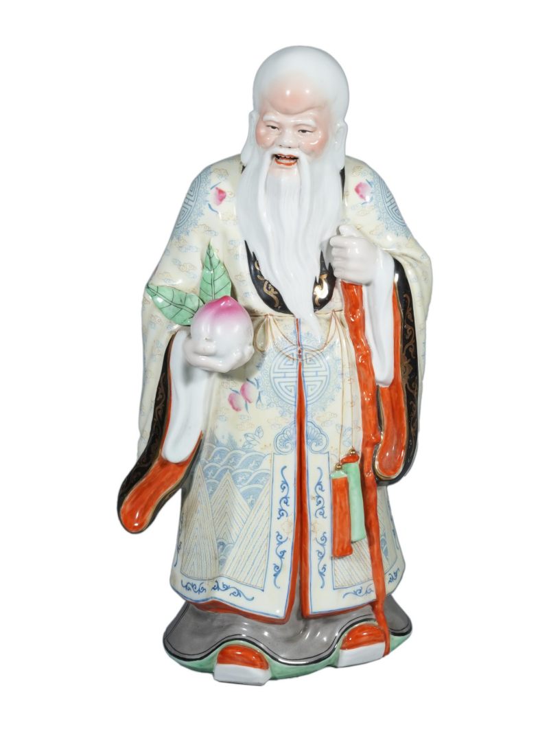    民国 粉彩寿星瓷塑