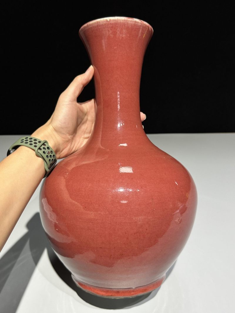    清晚期 郎窑红釉赏瓶 - 图4