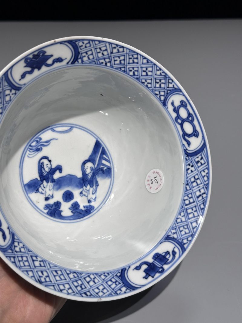    清康熙 青花三娘教子碗 - 图4