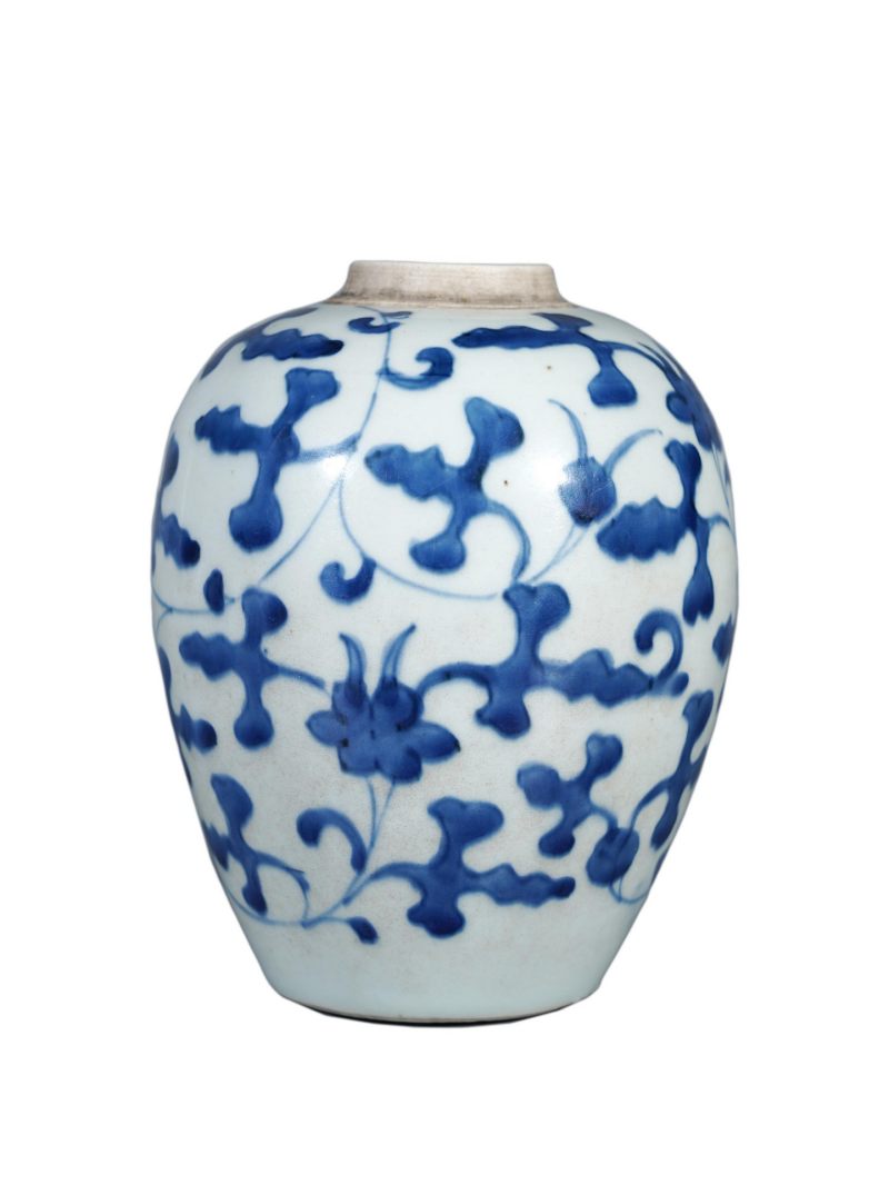    清早期 青花花卉纹罐 - 图1