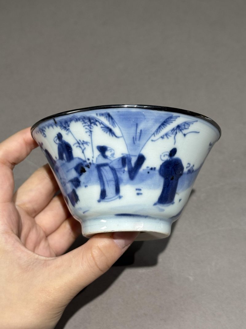    清康熙 青花人物纹杯 - 图4