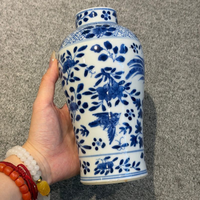 清晚期青花花鸟纹瓶-多宝古瓷宝典