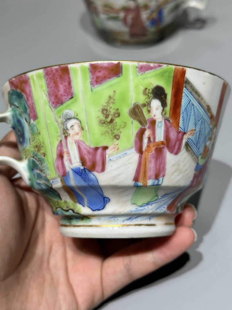    清中期 广彩人物纹茶杯一对 - 图8