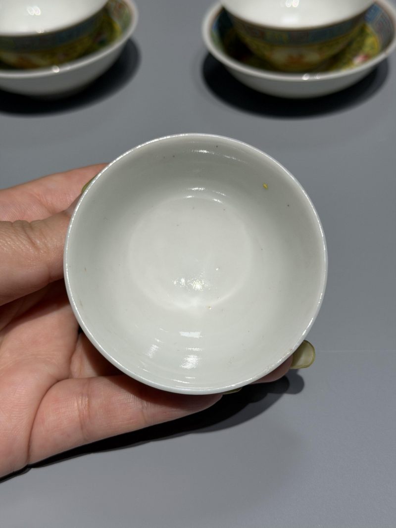    民国 粉彩寿字纹杯碟一组（16件） - 图5