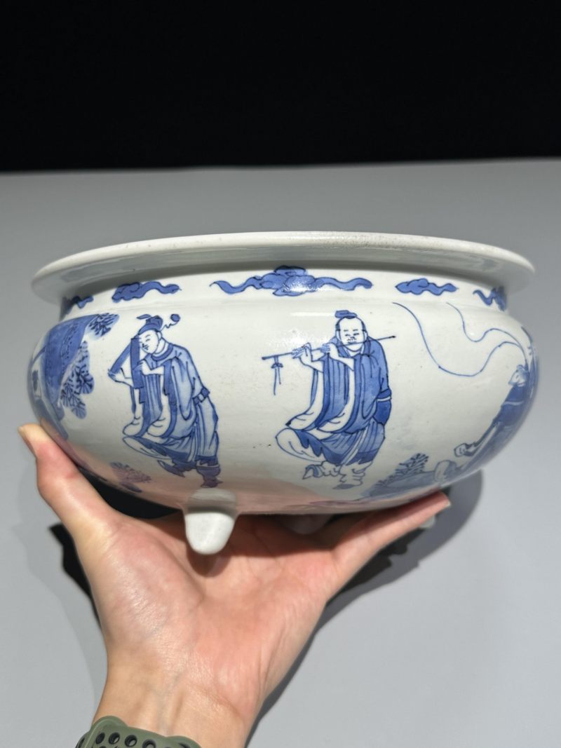    清康熙 青花八仙纹香炉 - 图8
