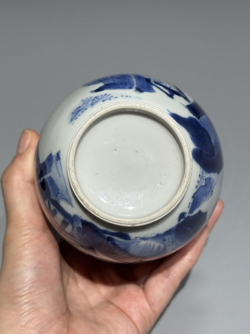    清康熙 青花人物故事纹罐 带木盖 - 图10
