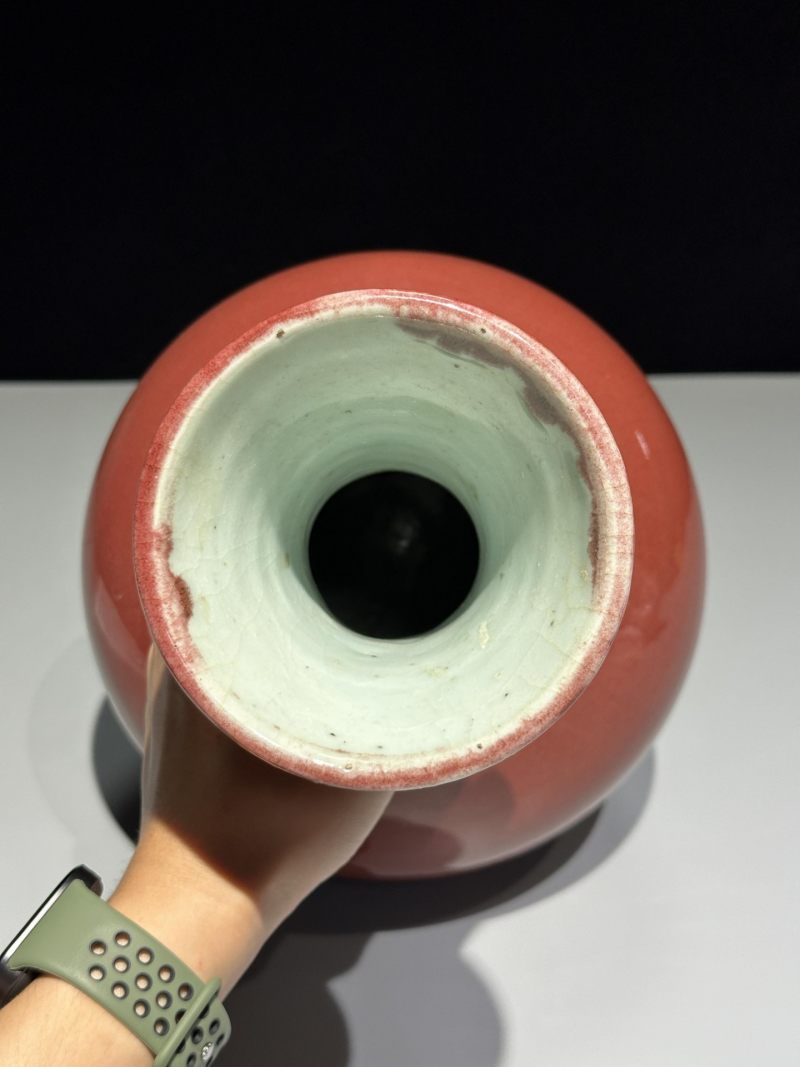    清晚期 郎窑红釉赏瓶 - 图5