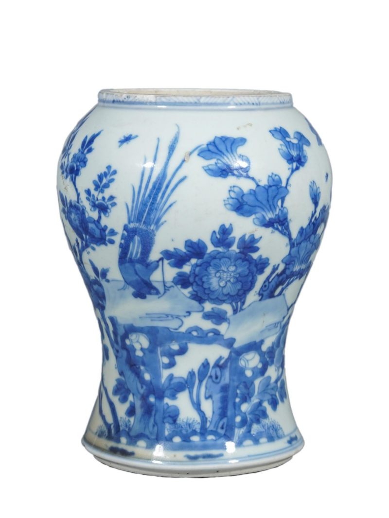    清康熙 青花花鸟纹花觚 - 图1