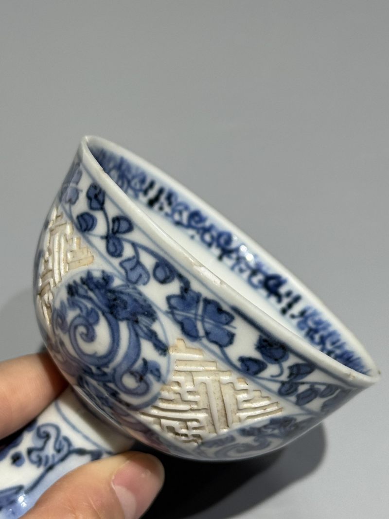    明成化 青花龙纹暗刻高足杯 - 图12