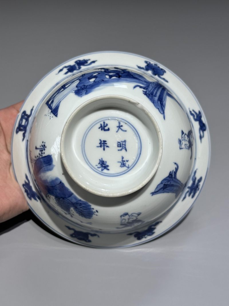    清康熙 青花三娘教子碗 - 图5