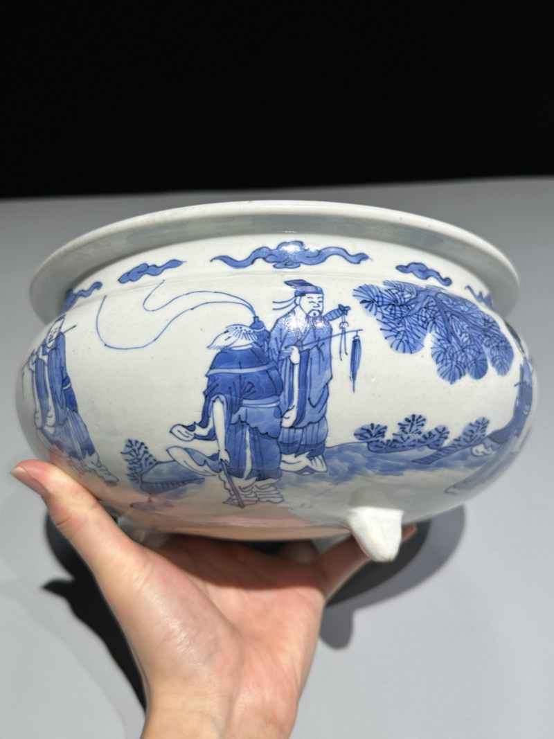    清康熙 青花八仙纹香炉 - 图9