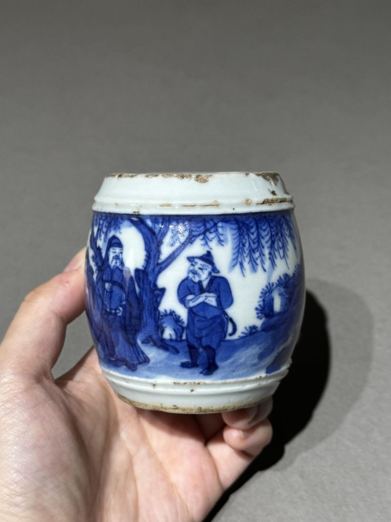    清中期 青花人物纹烛台 - 图4