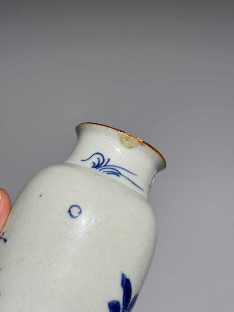    清顺治 青花花鸟纹筒瓶 - 图13