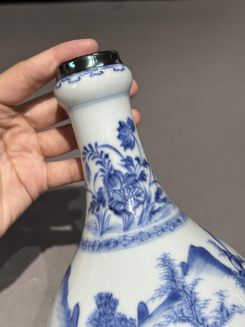    清康熙 青花山水人物瓶 - 图13