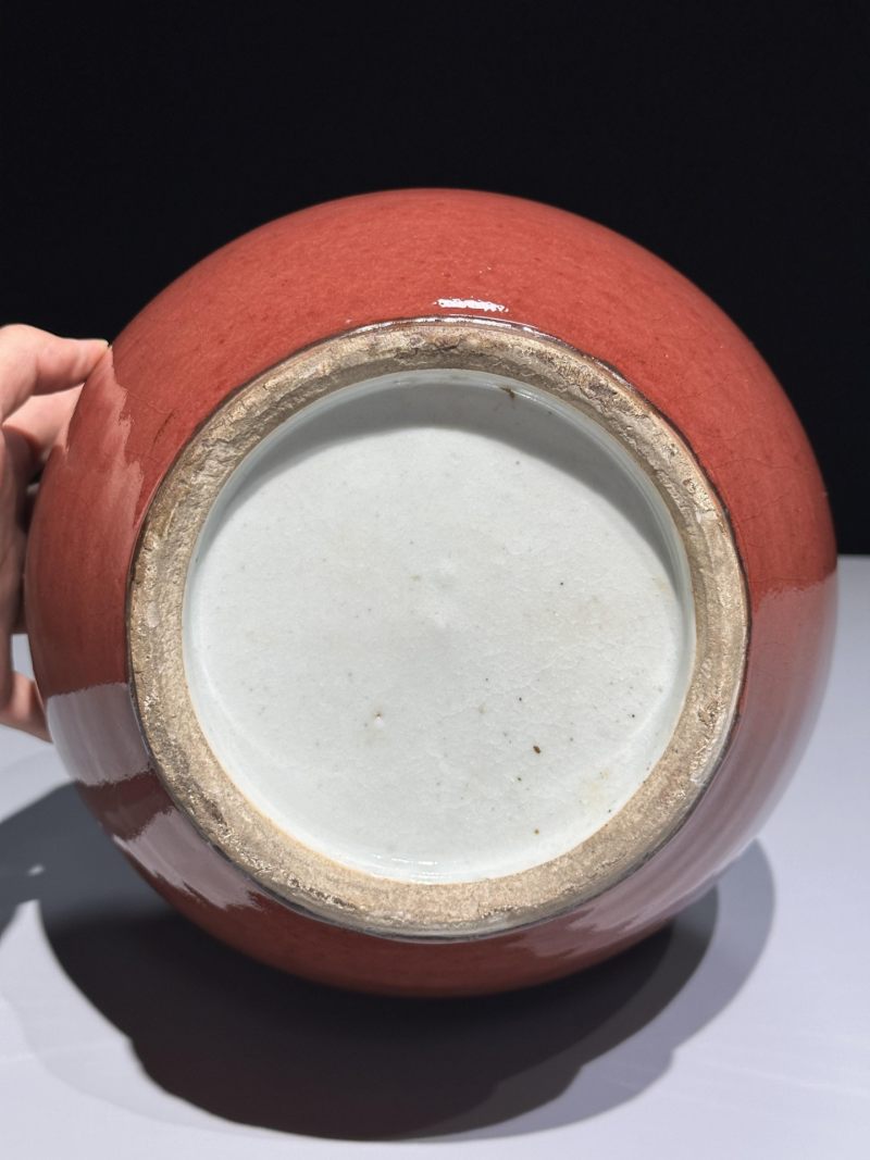    清晚期 郎窑红釉赏瓶 - 图6