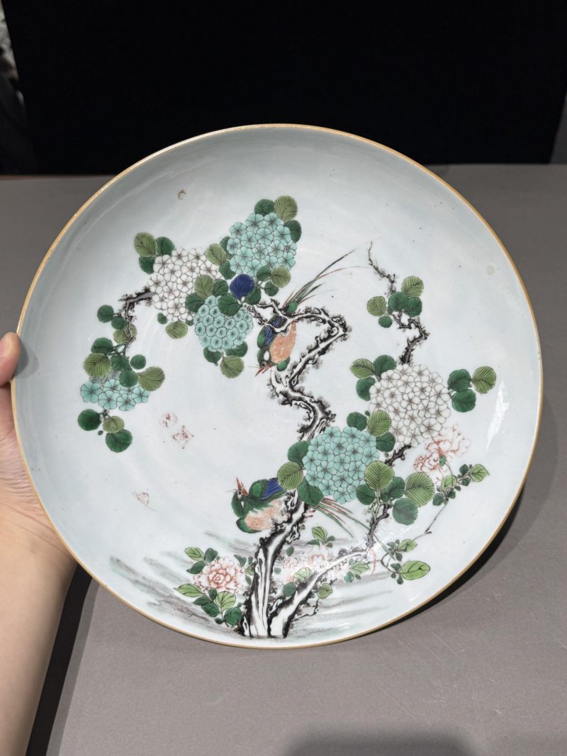    清康熙 粉彩喜鹊登梅纹盘 - 图2