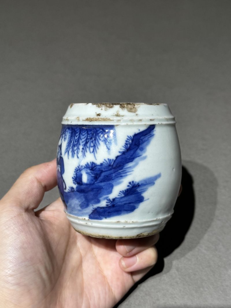    清中期 青花人物纹烛台 - 图5