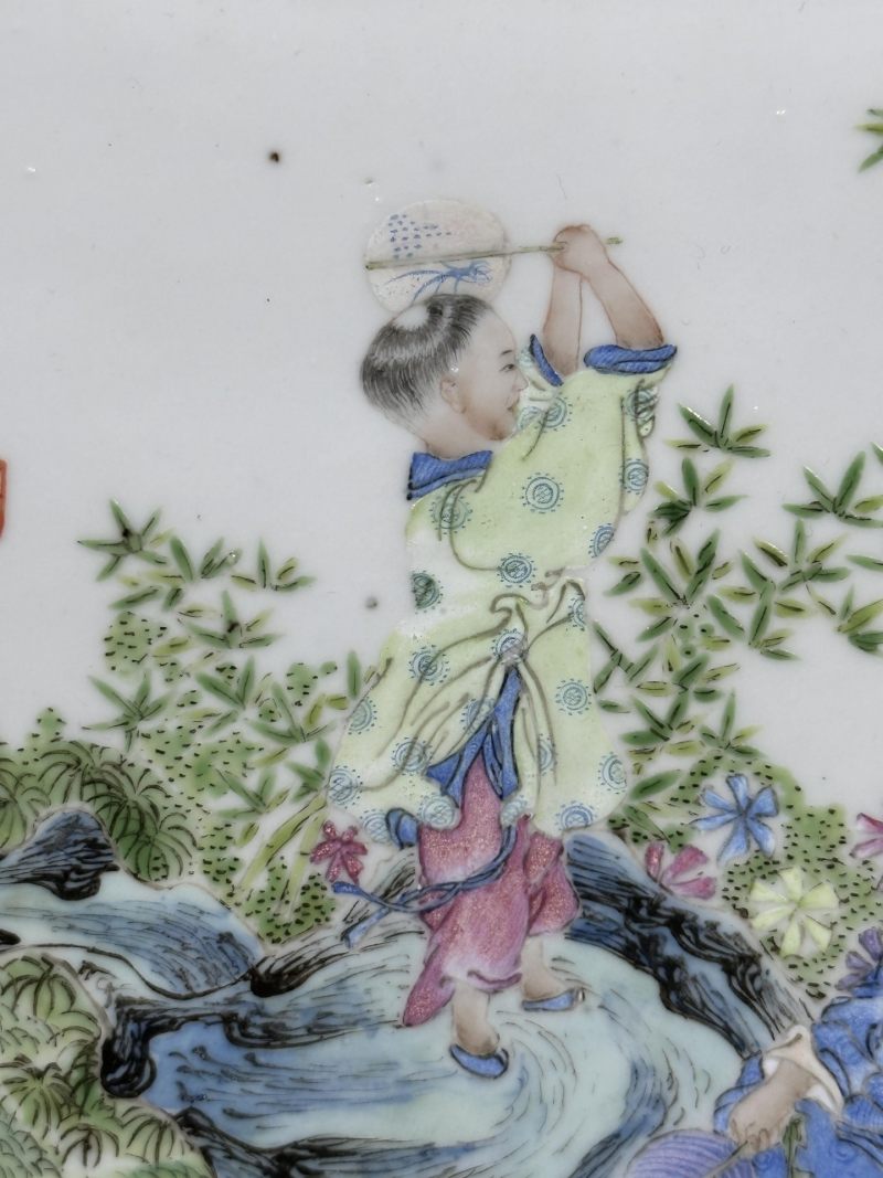   民国 汪晓棠作 粉彩人物纹瓷板 - 图5