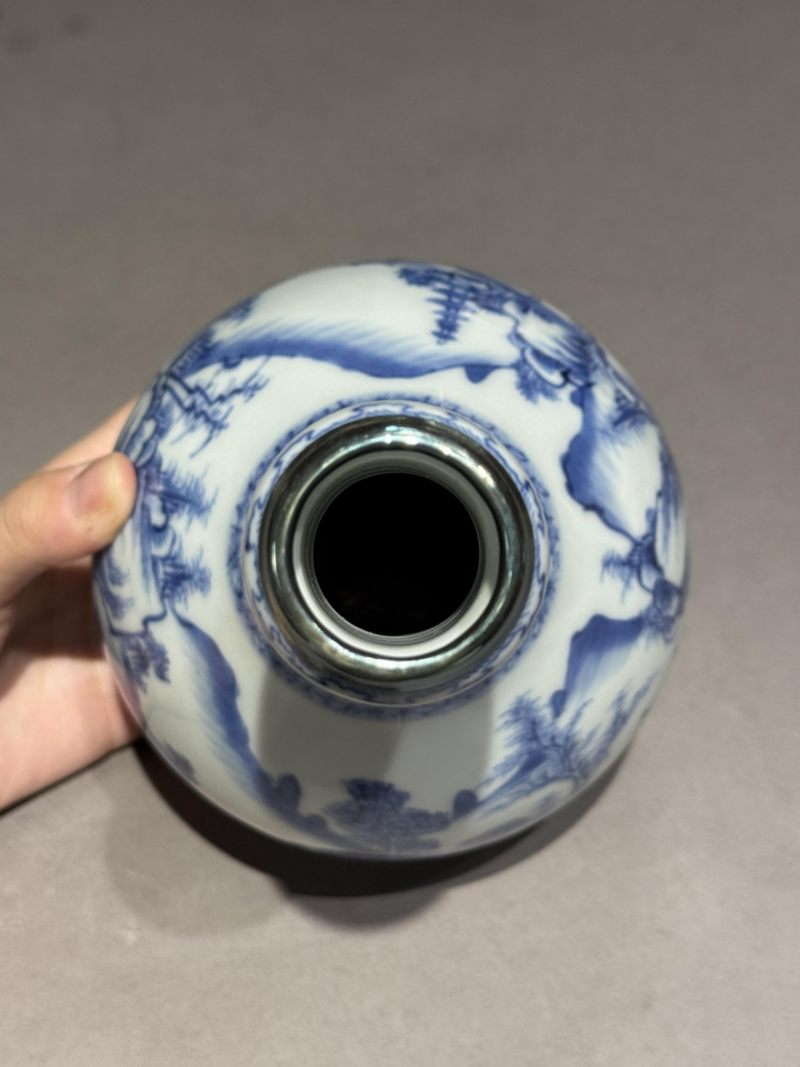    清康熙 青花山水人物瓶 - 图14