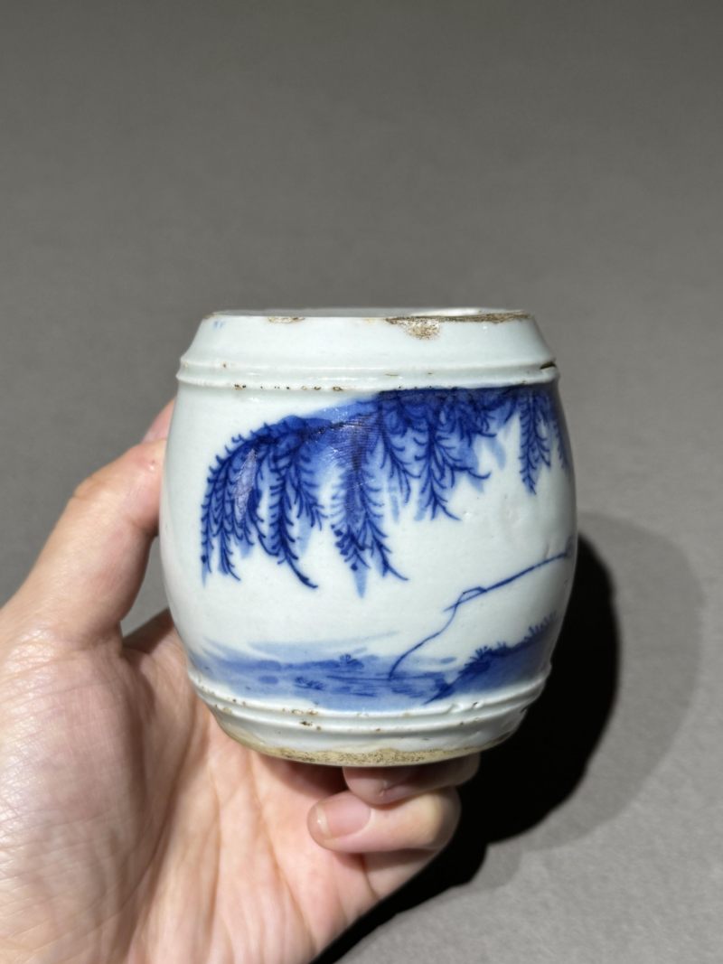    清中期 青花人物纹烛台 - 图6