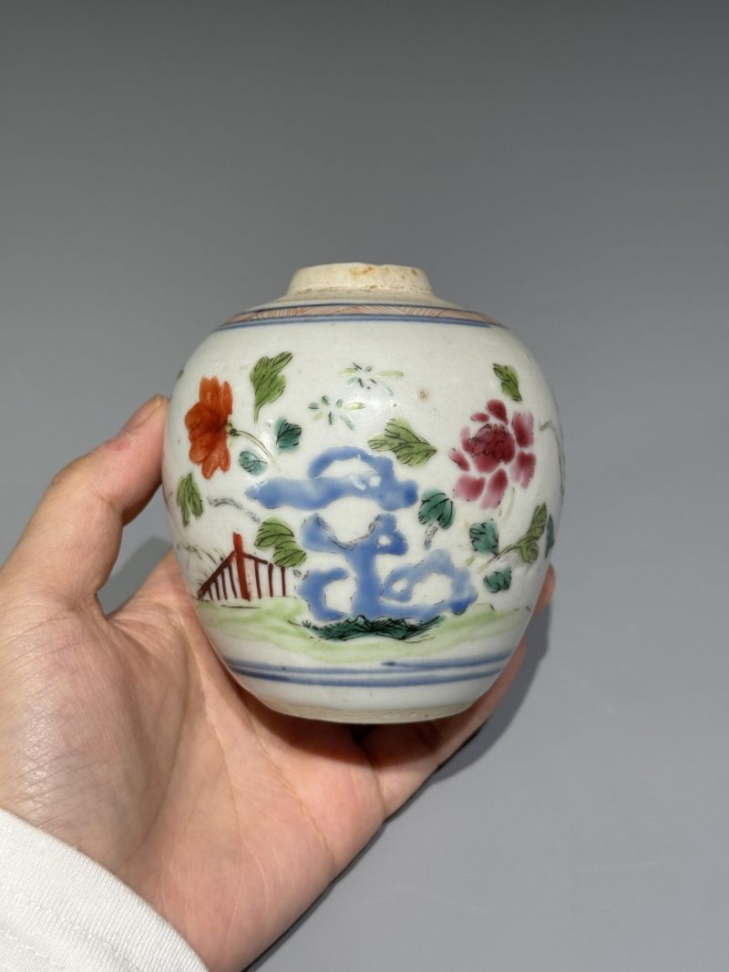    清雍正 粉彩花卉纹小罐一对（带木盖） - 图10